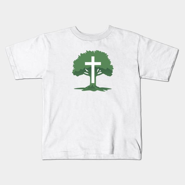 Christian Cross with Tree of Life Kids T-Shirt by hobrath